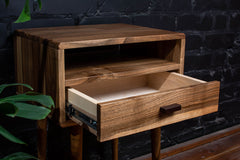 Nightstand with matte lacquer finish for durability and timeless look