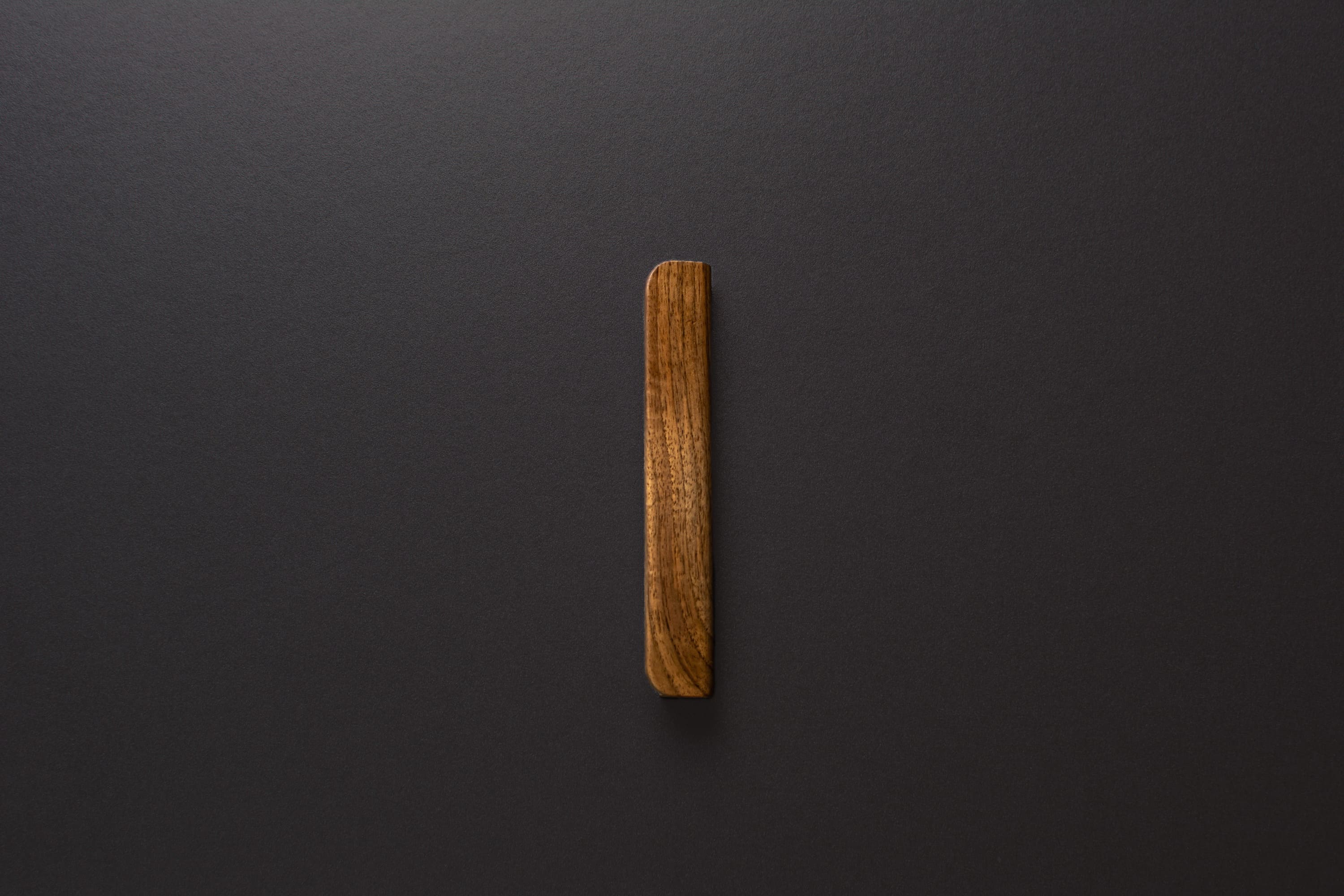 Wooden drawer European walnut  handle 010 in vertical position with detailed frontal view
