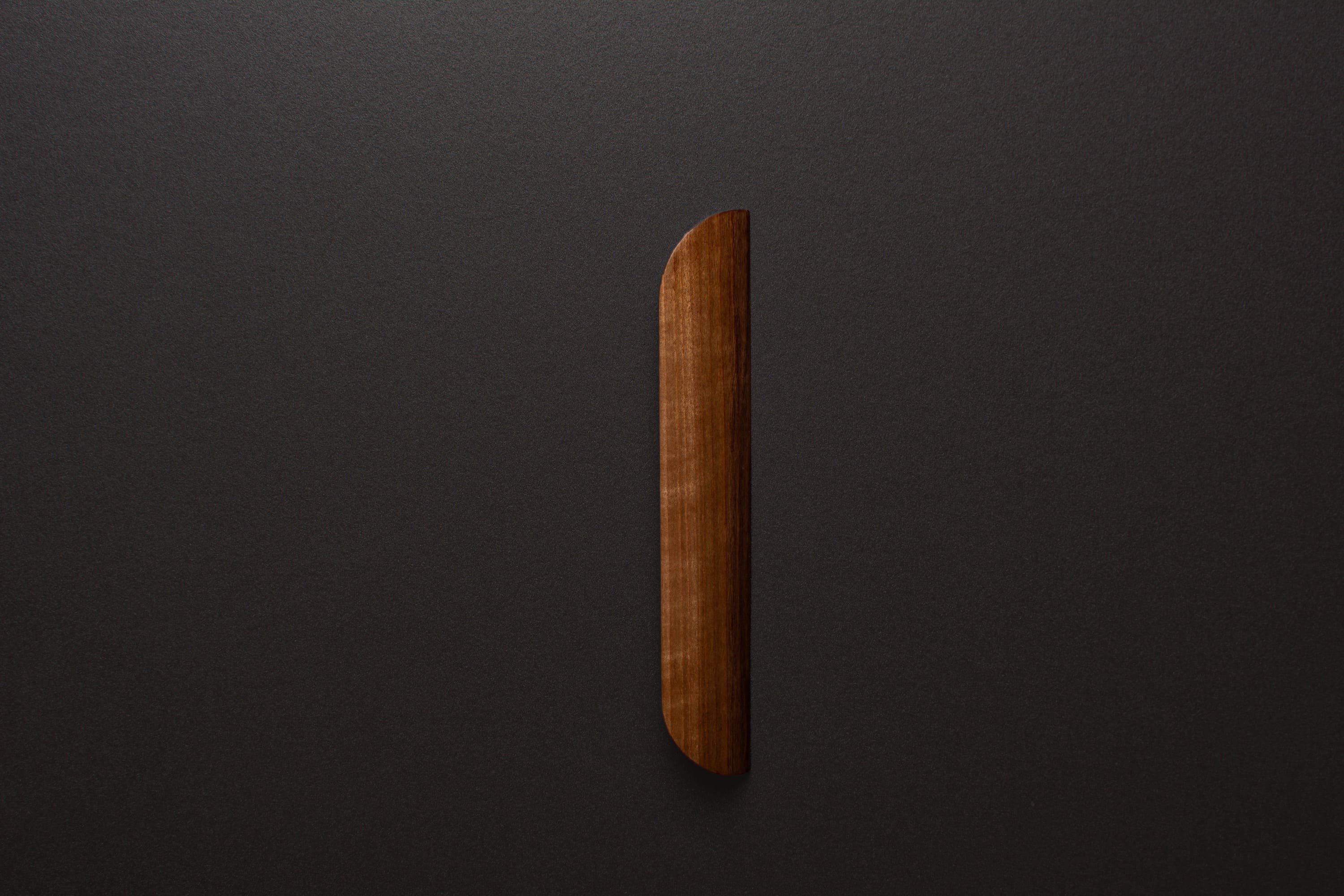 Wooden drawer European walnut  handle 012 in vertical position with detailed frontal view