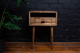 Handcrafted mid-century modern wooden bedside table made from European walnut