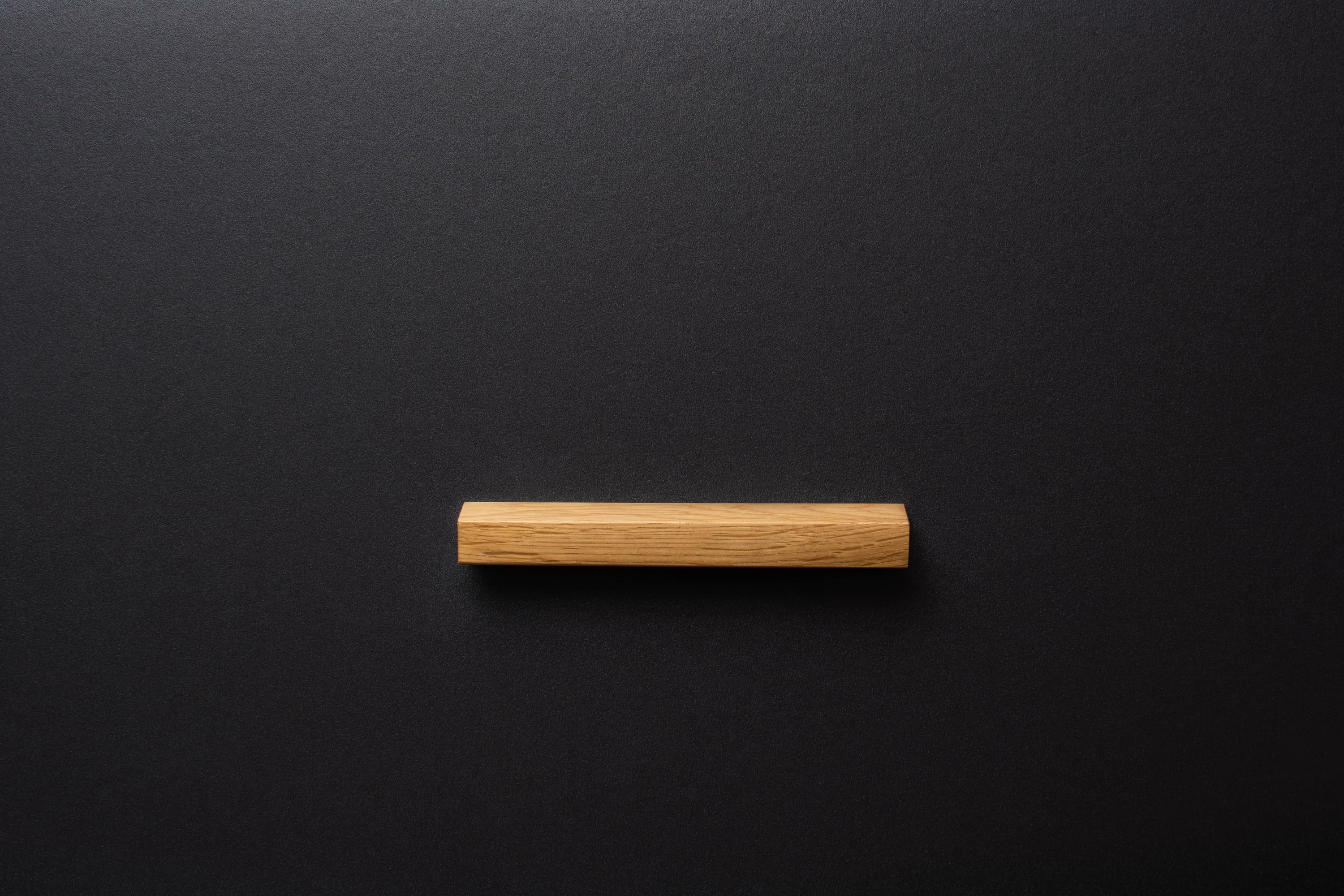 Oak finger pull in mid century style frontal view