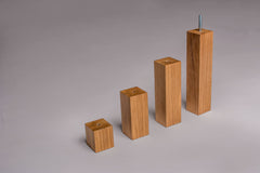 Set of four oak square legs detailed view