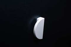 White cabinet handle 013 in vertical position with detailed frontal view