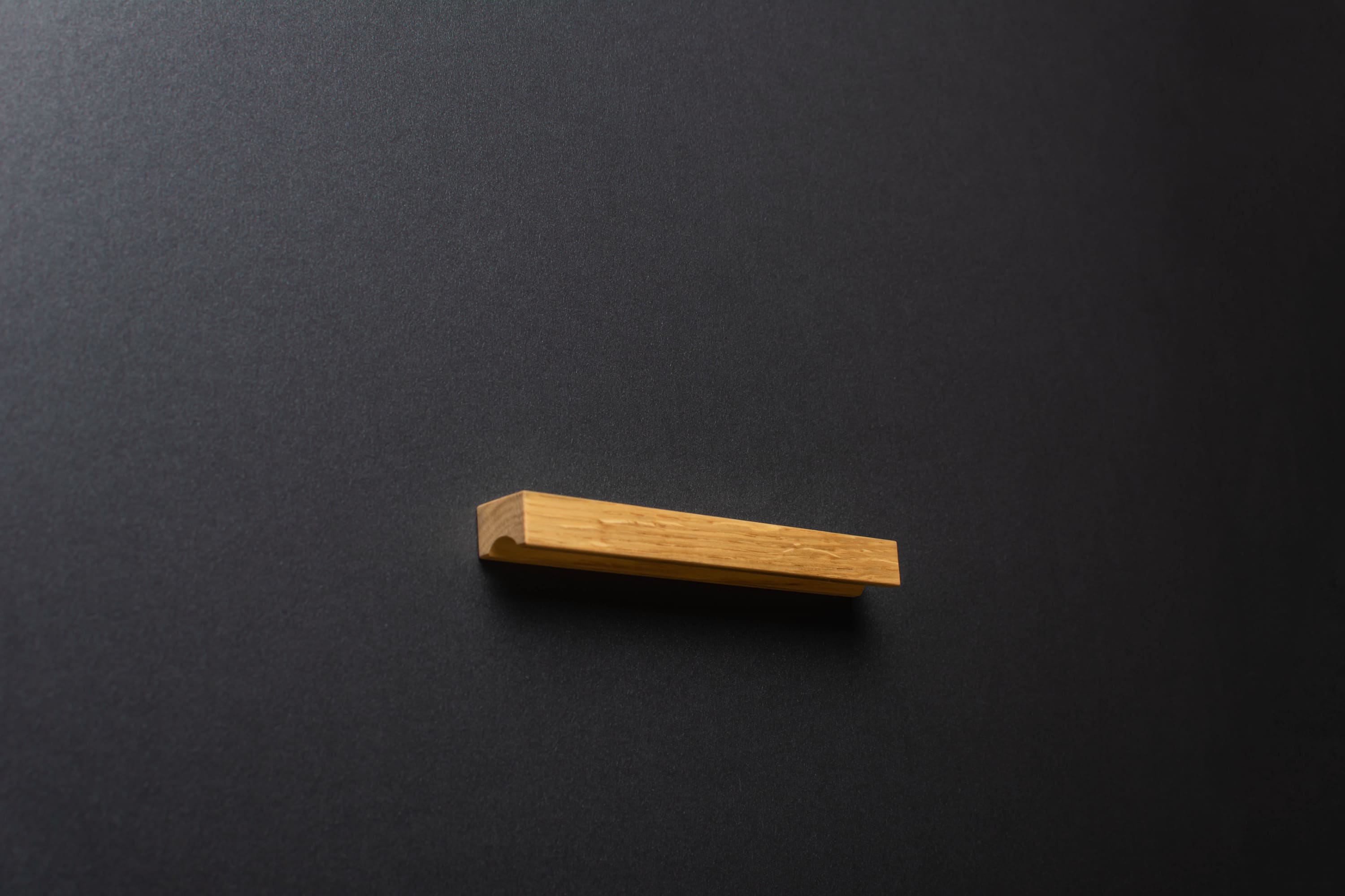 Wooden Oak Minimalistic Cabinet Handle in close view