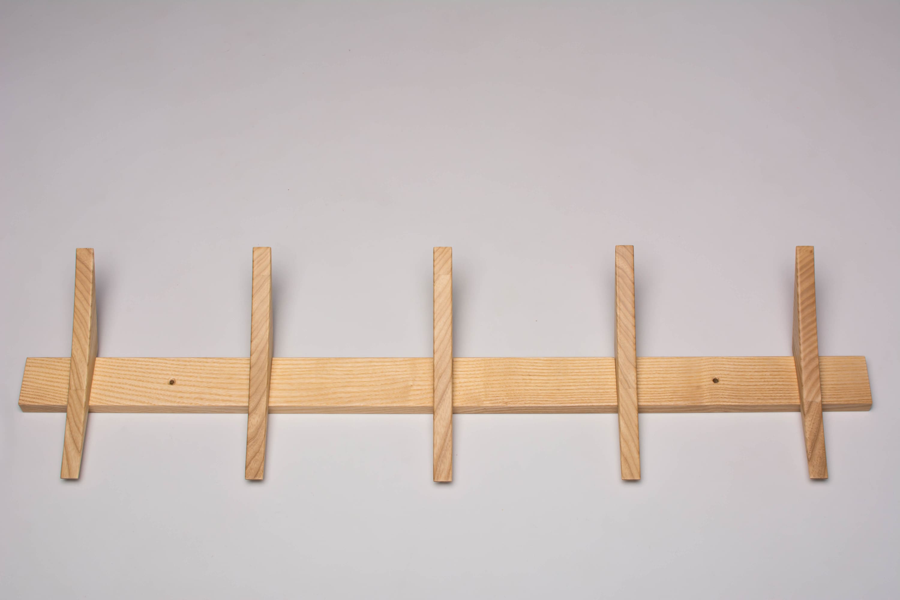 Handmade Ash Wall-Mounted Rack with Hooks - Various Sizes