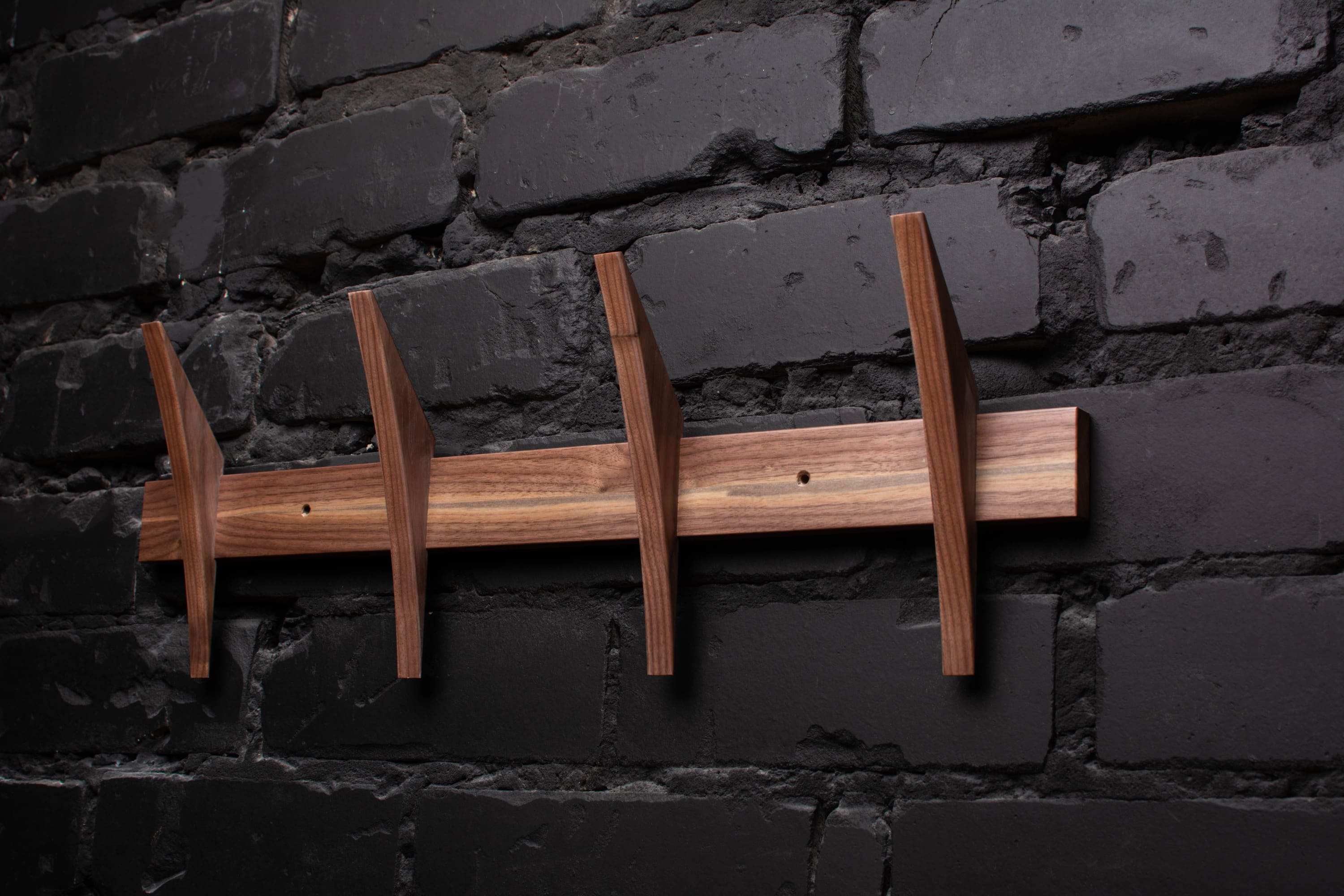 Wall mounted Walnut Clothes Rack