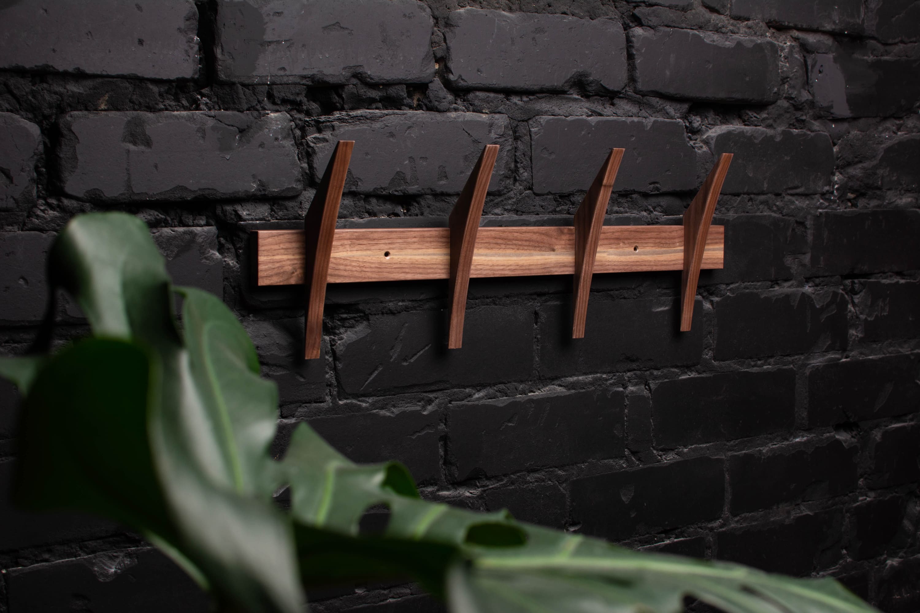 Wall mounted Walnut Clothes Rack