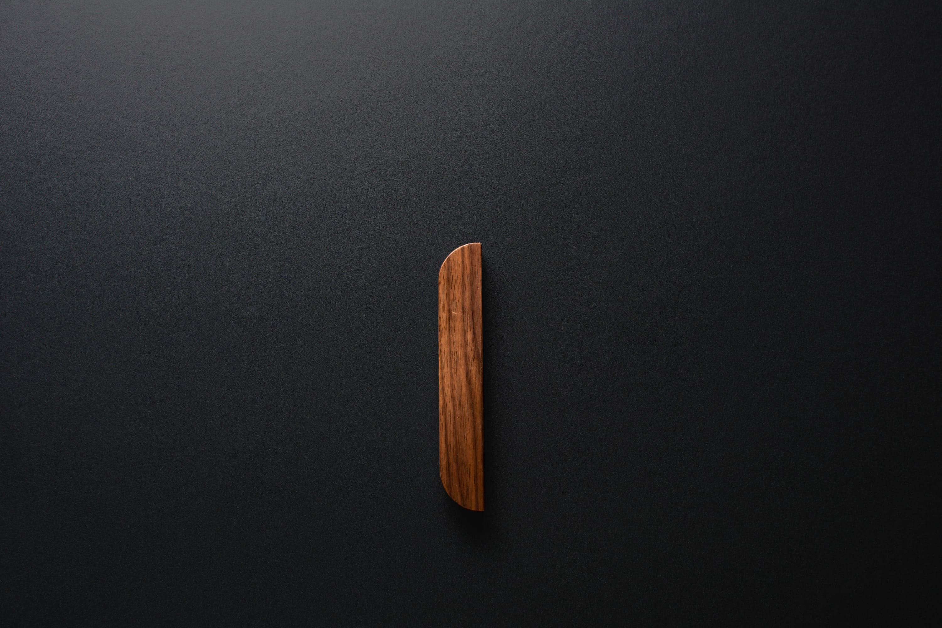 Wooden drawer American walnut  handle 008 in vertical position with detailed frontal view 