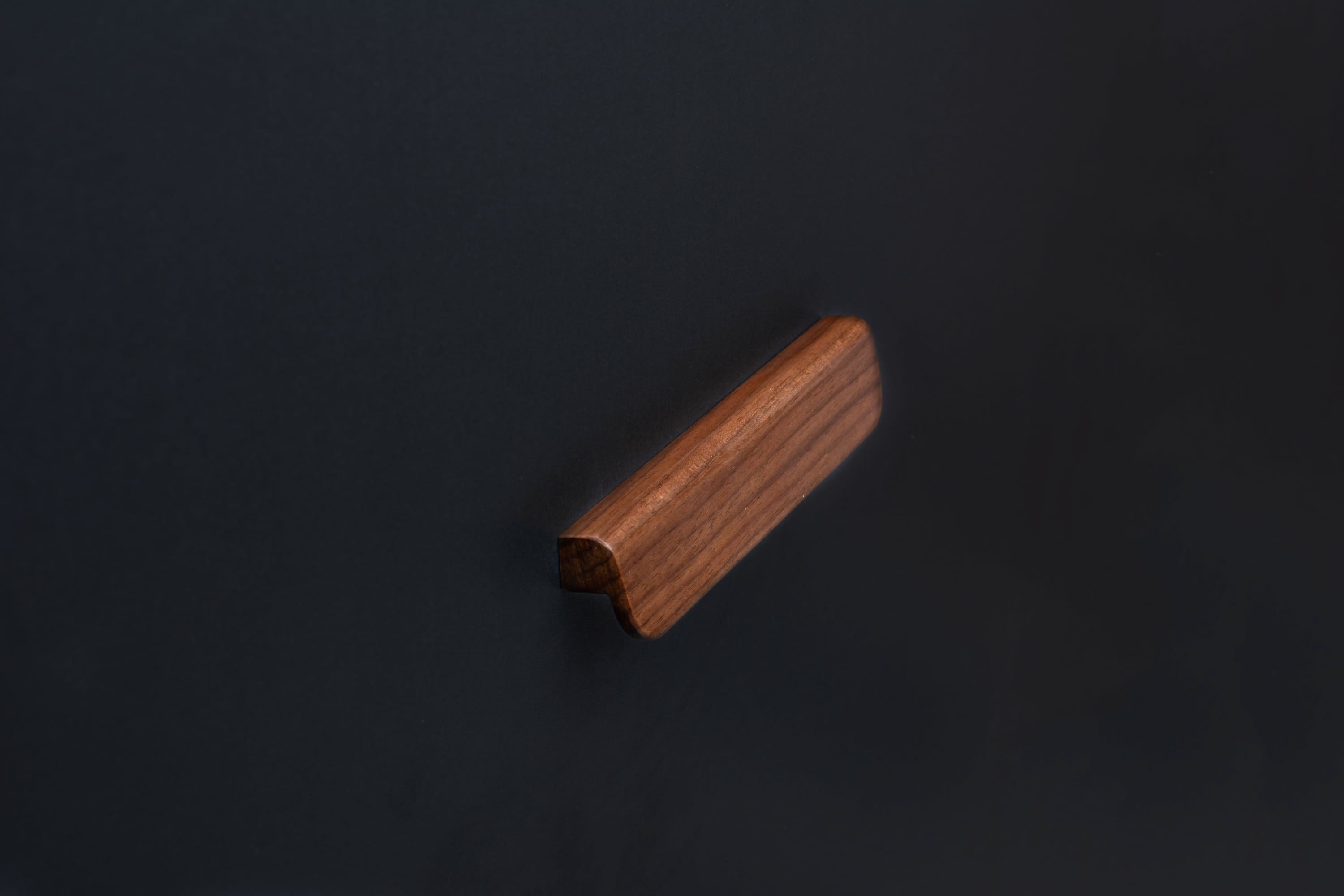 American walnut modern style finger pull frontal view