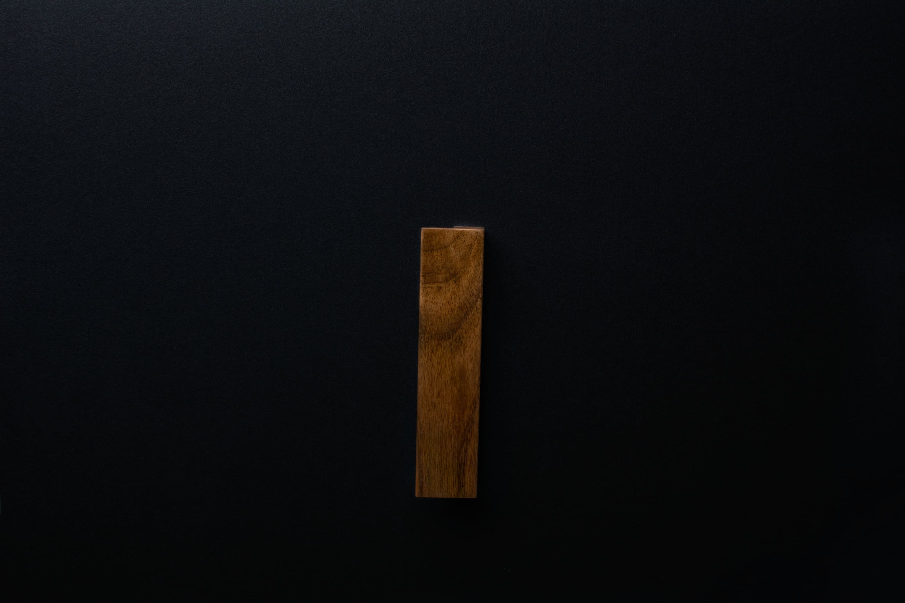 Wooden drawer European walnut  handle 014 in vertical position with detailed frontal view 