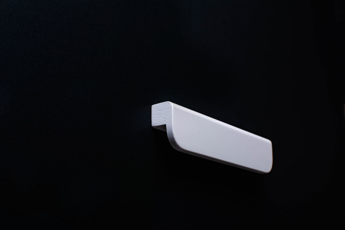 White Ash cabinet Handle on black cabinet