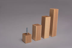 Set of four ash square legs in close view