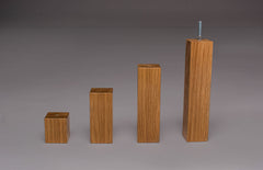 Set of four oak  square legs in close view