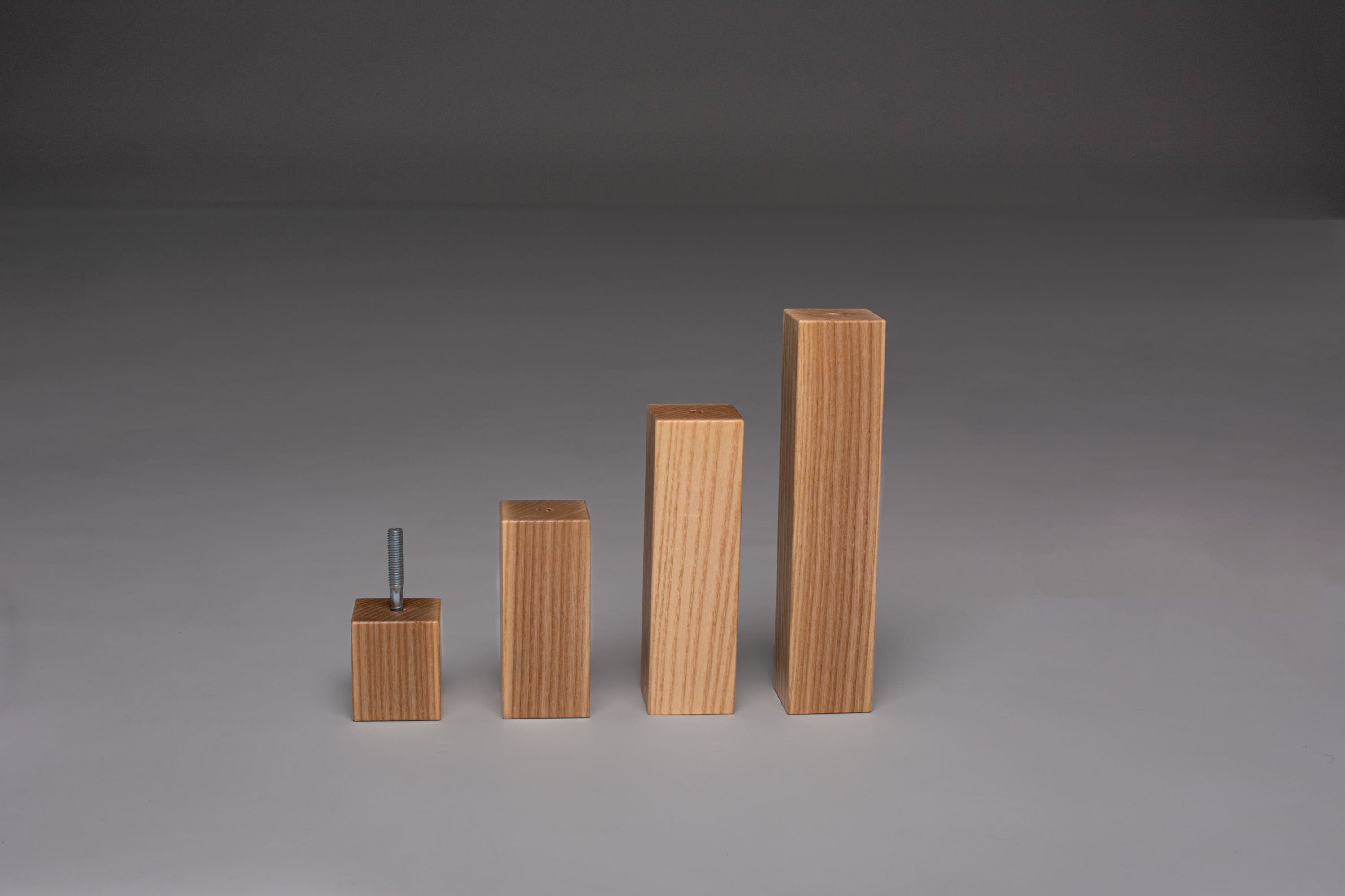 Set of four ash square legs showin ash texture