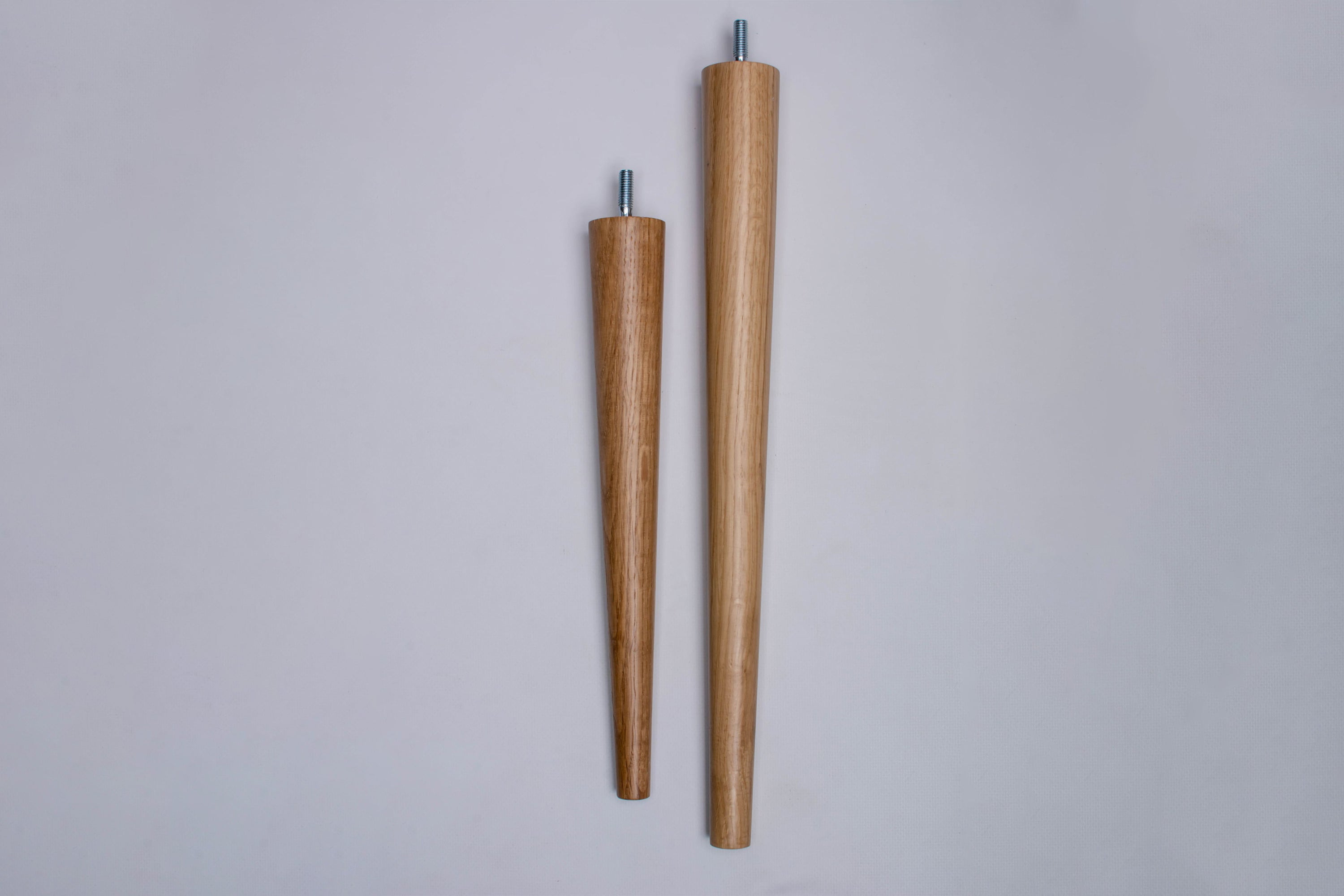 set of Two oak round legs 