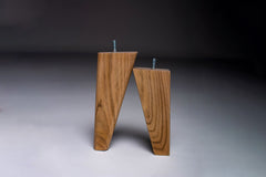 Walnut angled legs in two variants: straight edges R2 and Rounded R10