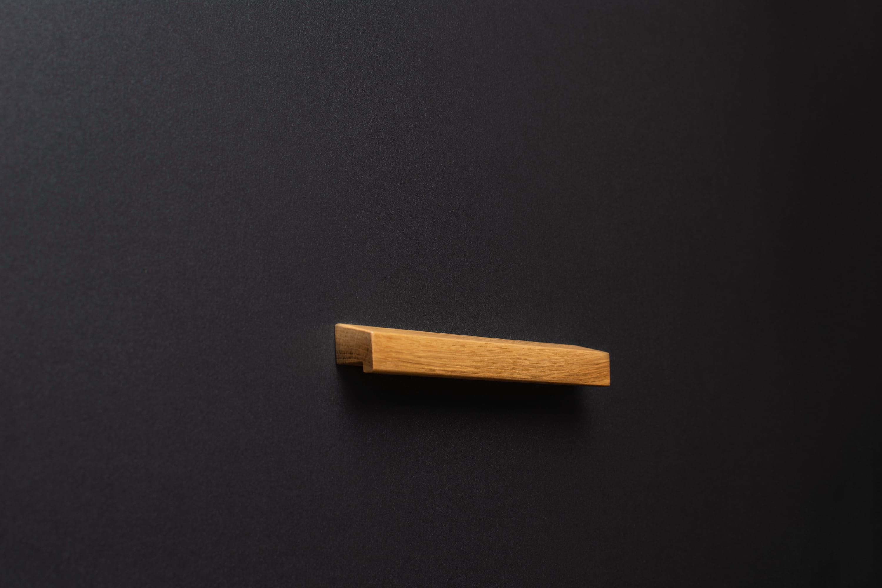 Wooden Oak Minimalistic Cabinet Handle in close view