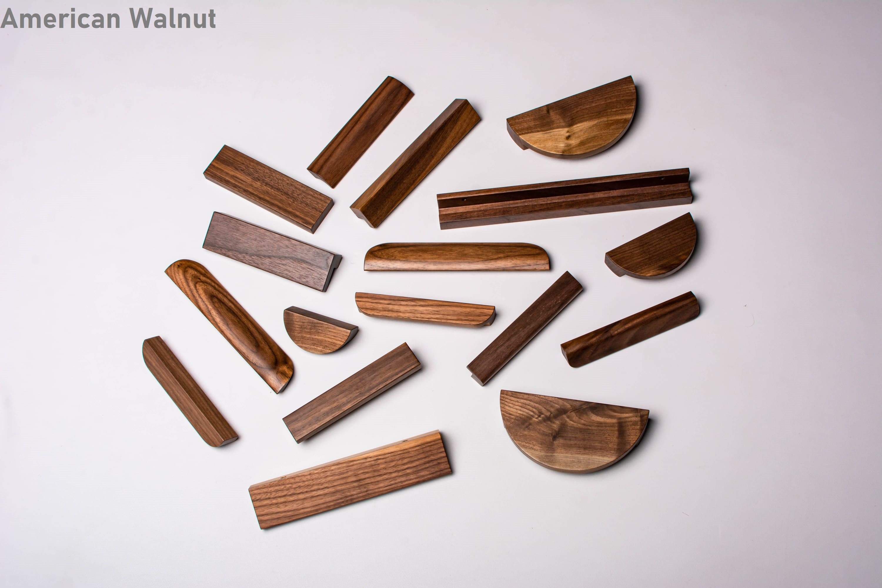 American Walnut Handles with Straight Lines and Rounded Edges